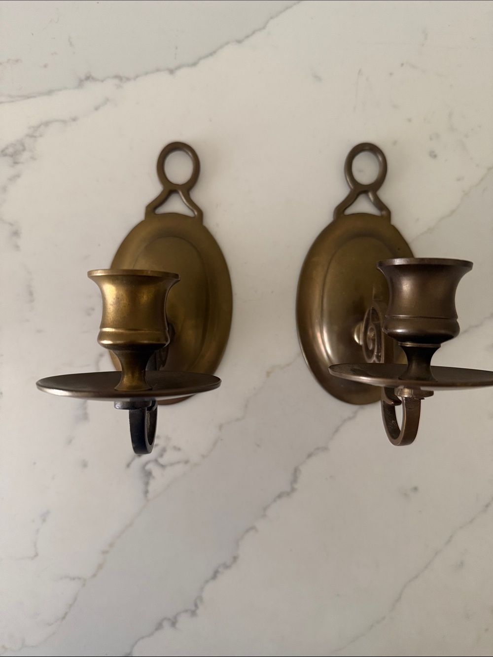 Vintage Brass Wall Candle Sconces Set of 2